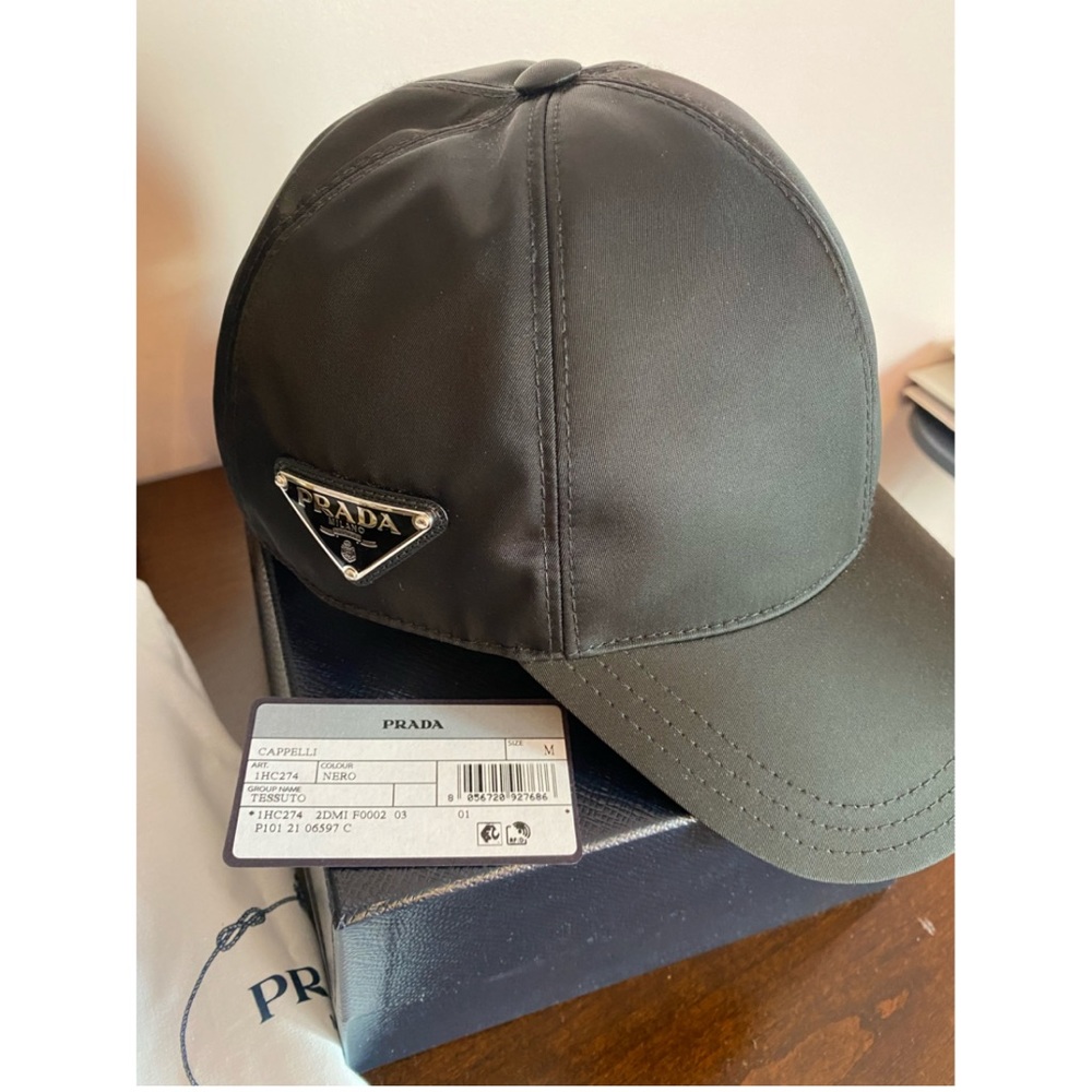 💯Auth! PRADA Re-Nylon logo baseball cap